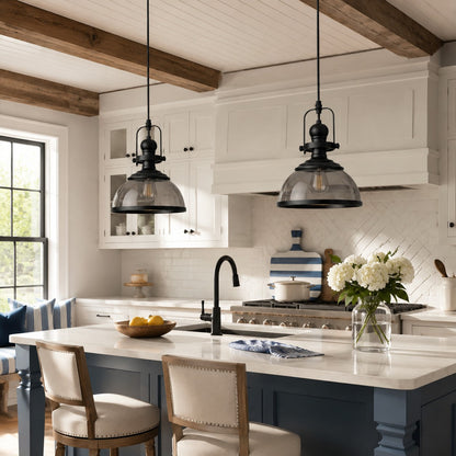 Pendant light with glass shade