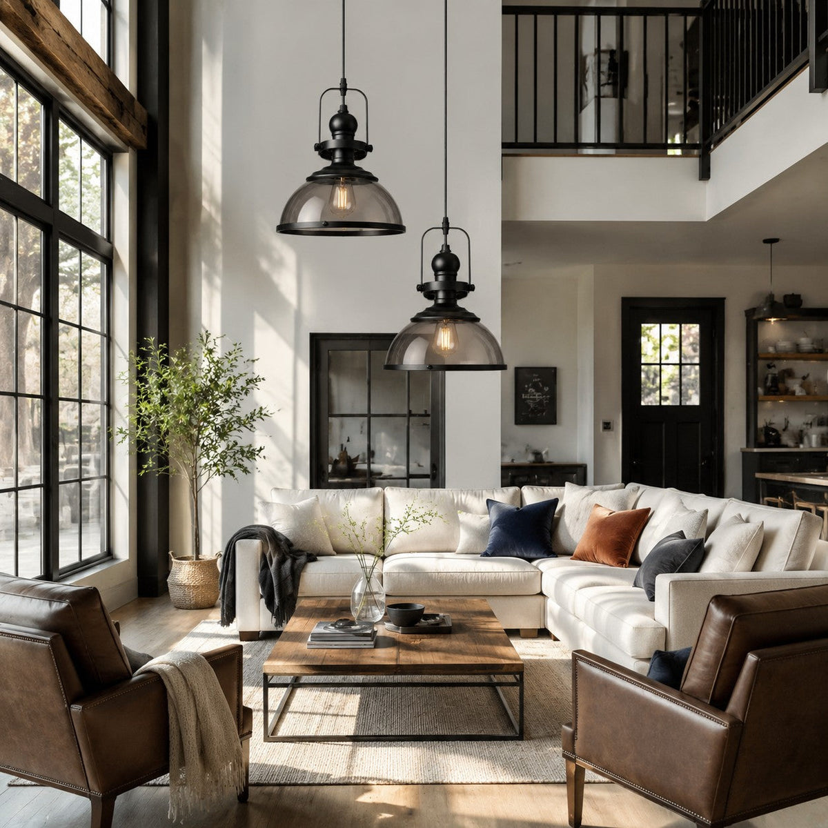 Pendant light with glass shade