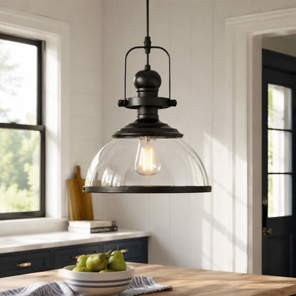 Pendant light with glass shade
