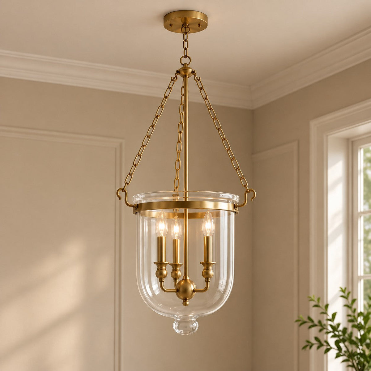 Pendant light with glass shade