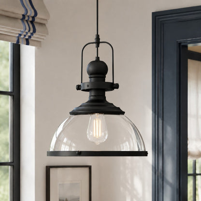 Pendant light with glass shade
