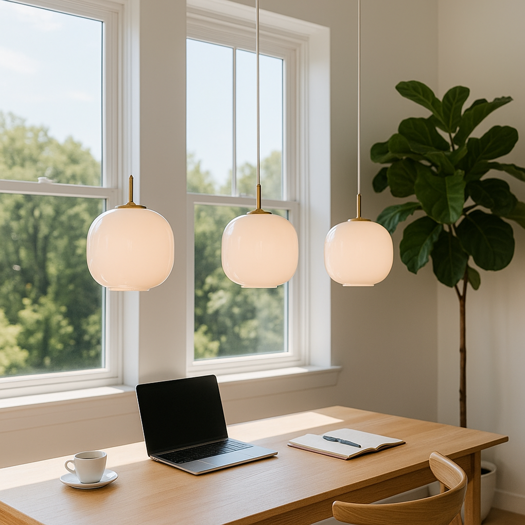 Závěsná lampa se skleněným stínidlem