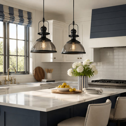 Pendant light with glass shade