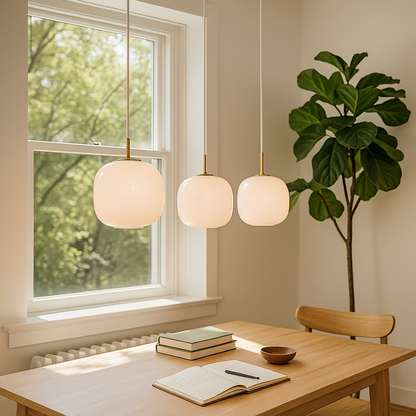 Závěsná lampa se skleněným stínidlem