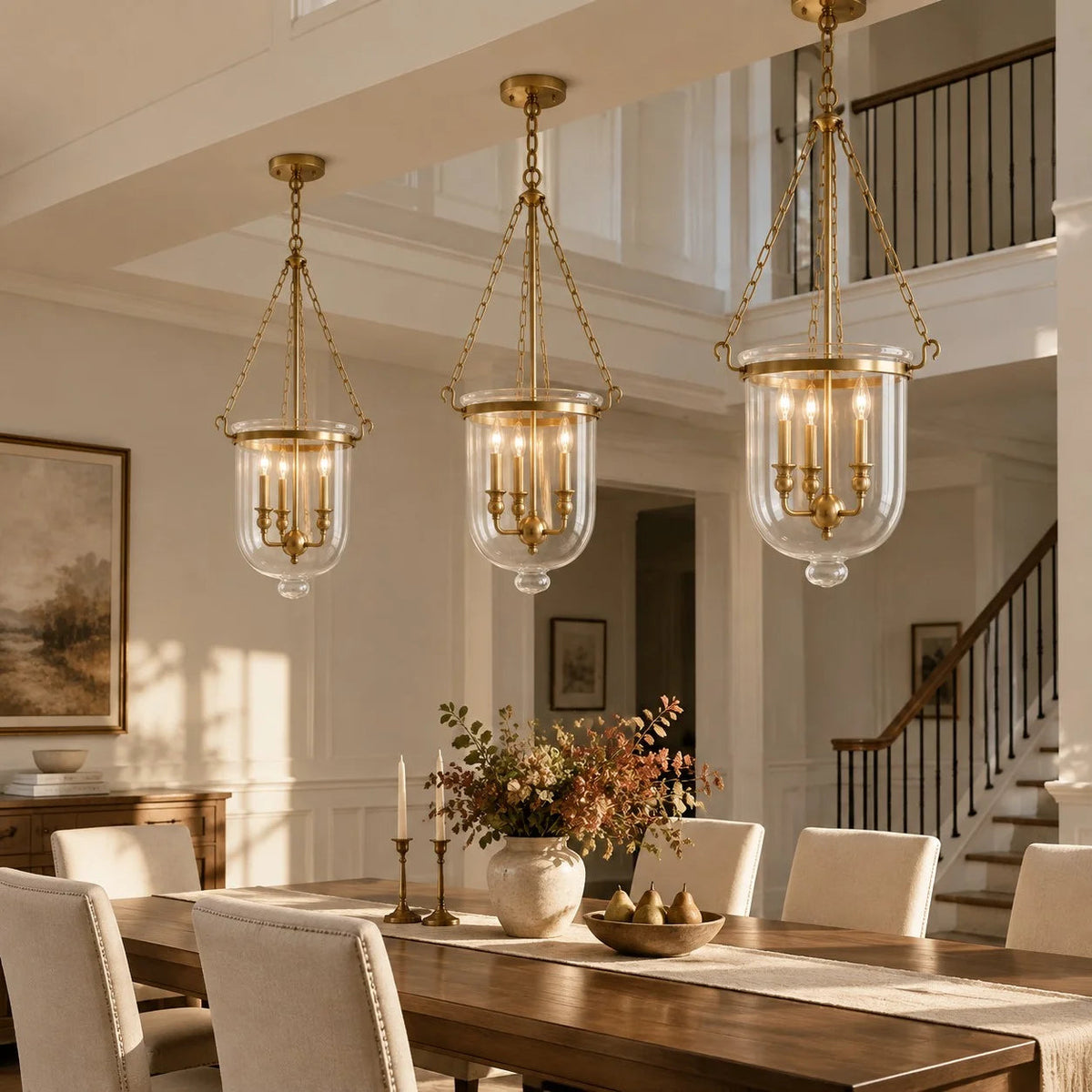 Pendant light with glass shade