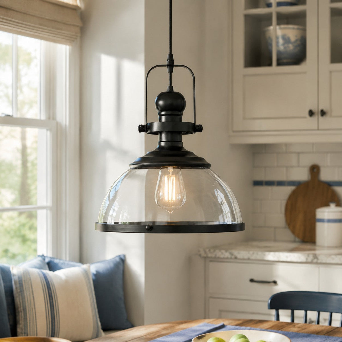 Pendant light with glass shade