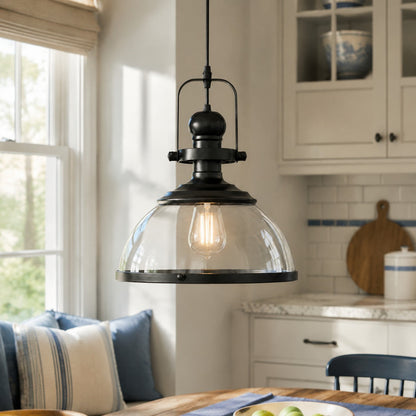 Pendant light with glass shade