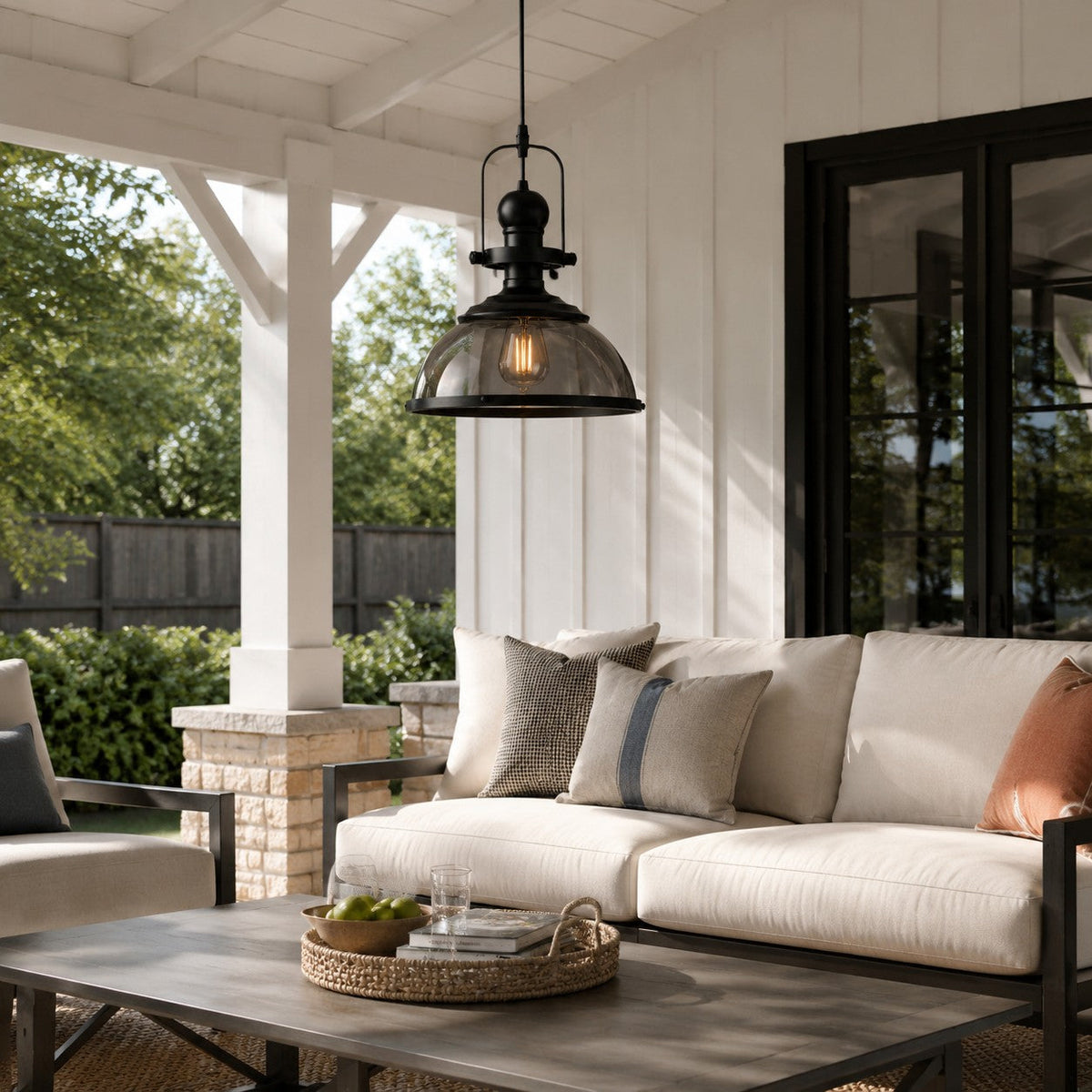 Pendant light with glass shade