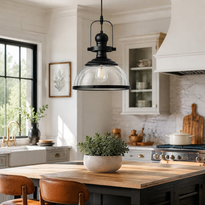 Pendant light with glass shade