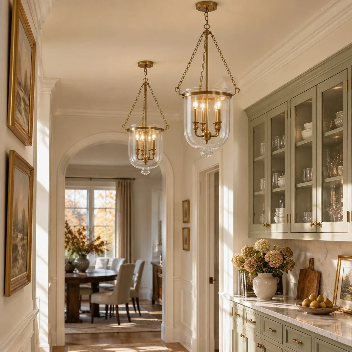 Pendant light with glass shade