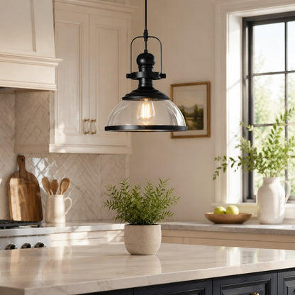 Pendant light with glass shade