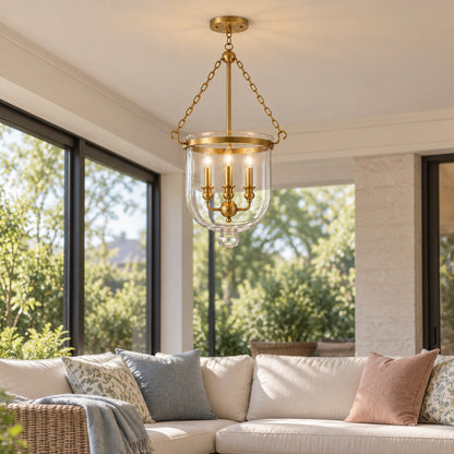 Pendant light with glass shade