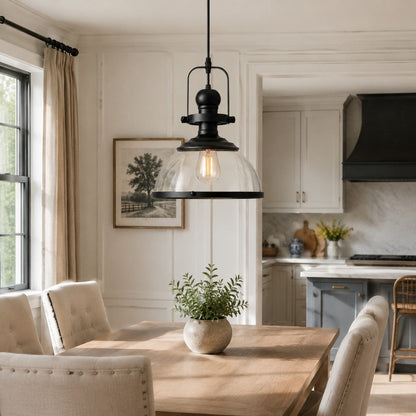 Pendant light with glass shade
