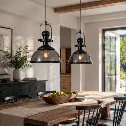 Pendant light with glass shade