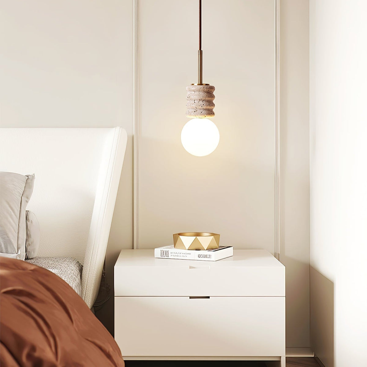 Travertine pendant lamp