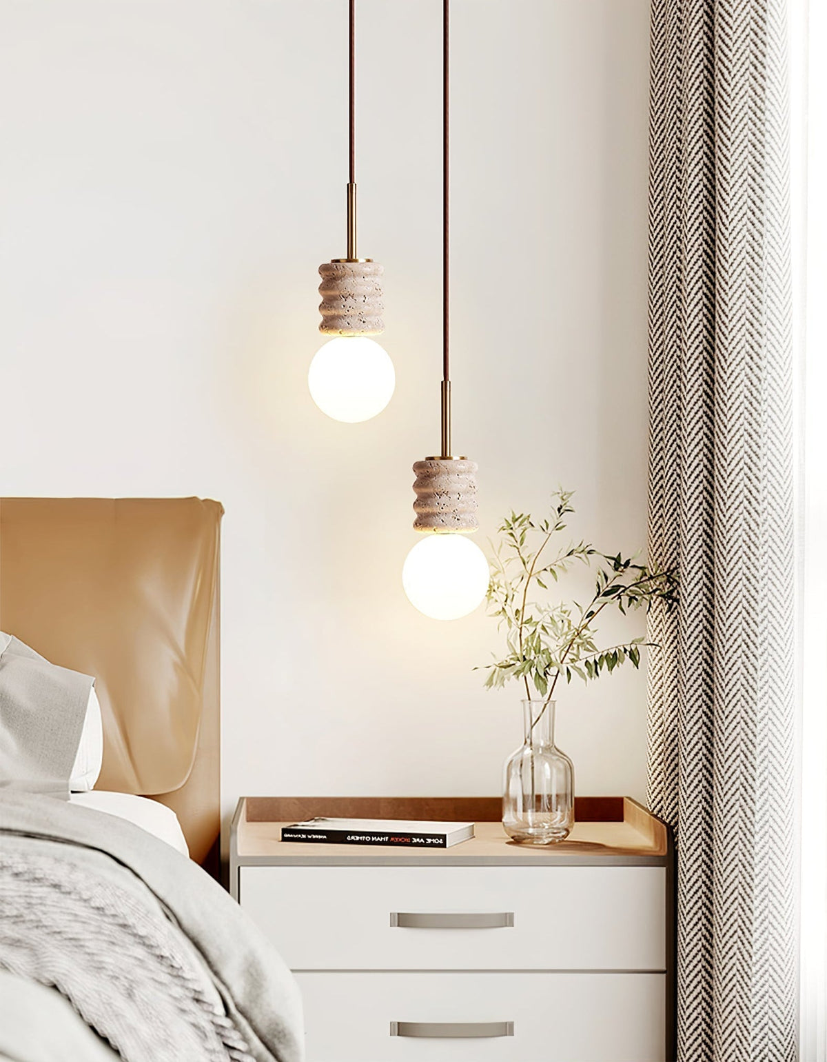 Travertine pendant lamp