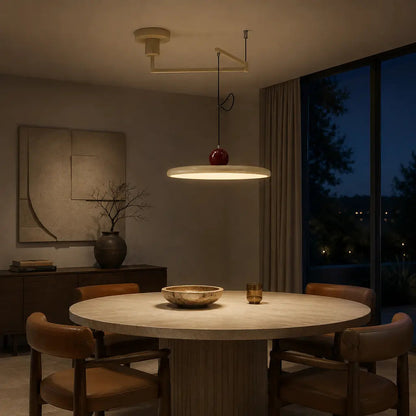 Pendant light with a shade and counterweight