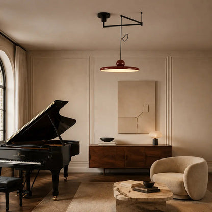 Pendant light with a shade and counterweight