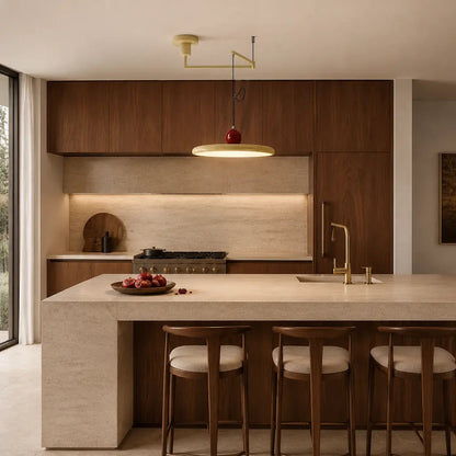 Pendant light with a shade and counterweight