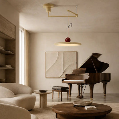 Pendant light with a shade and counterweight