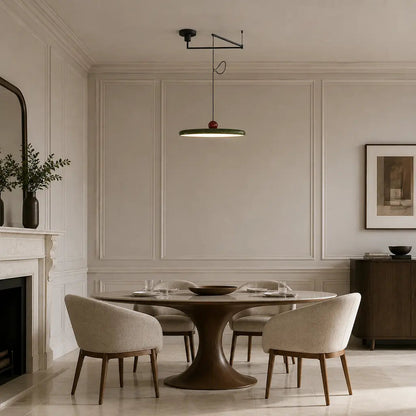 Pendant light with a shade and counterweight
