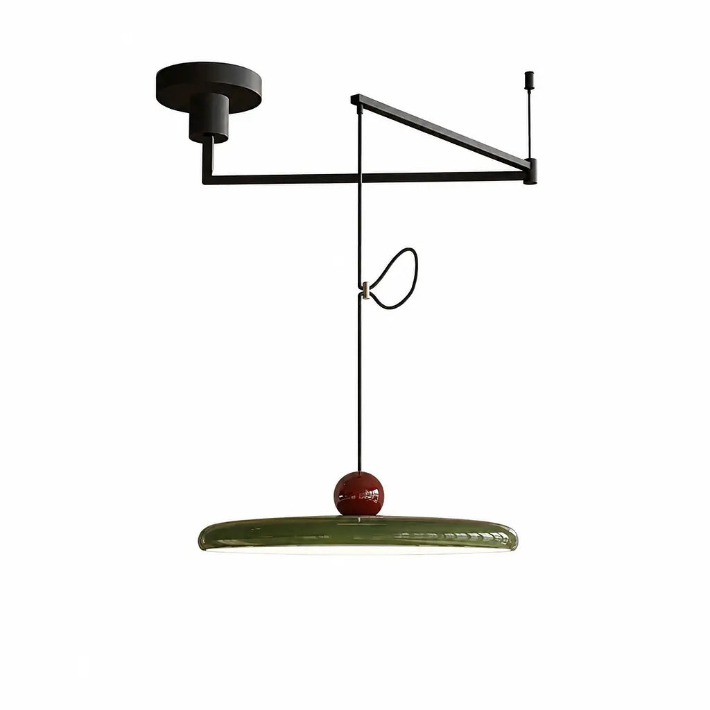 Pendant light with a shade and counterweight