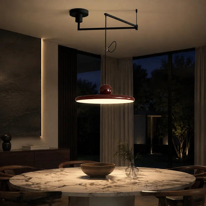 Pendant light with a shade and counterweight