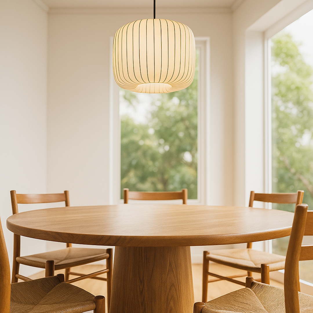 Lampa wisząca z kloszem materiałowym