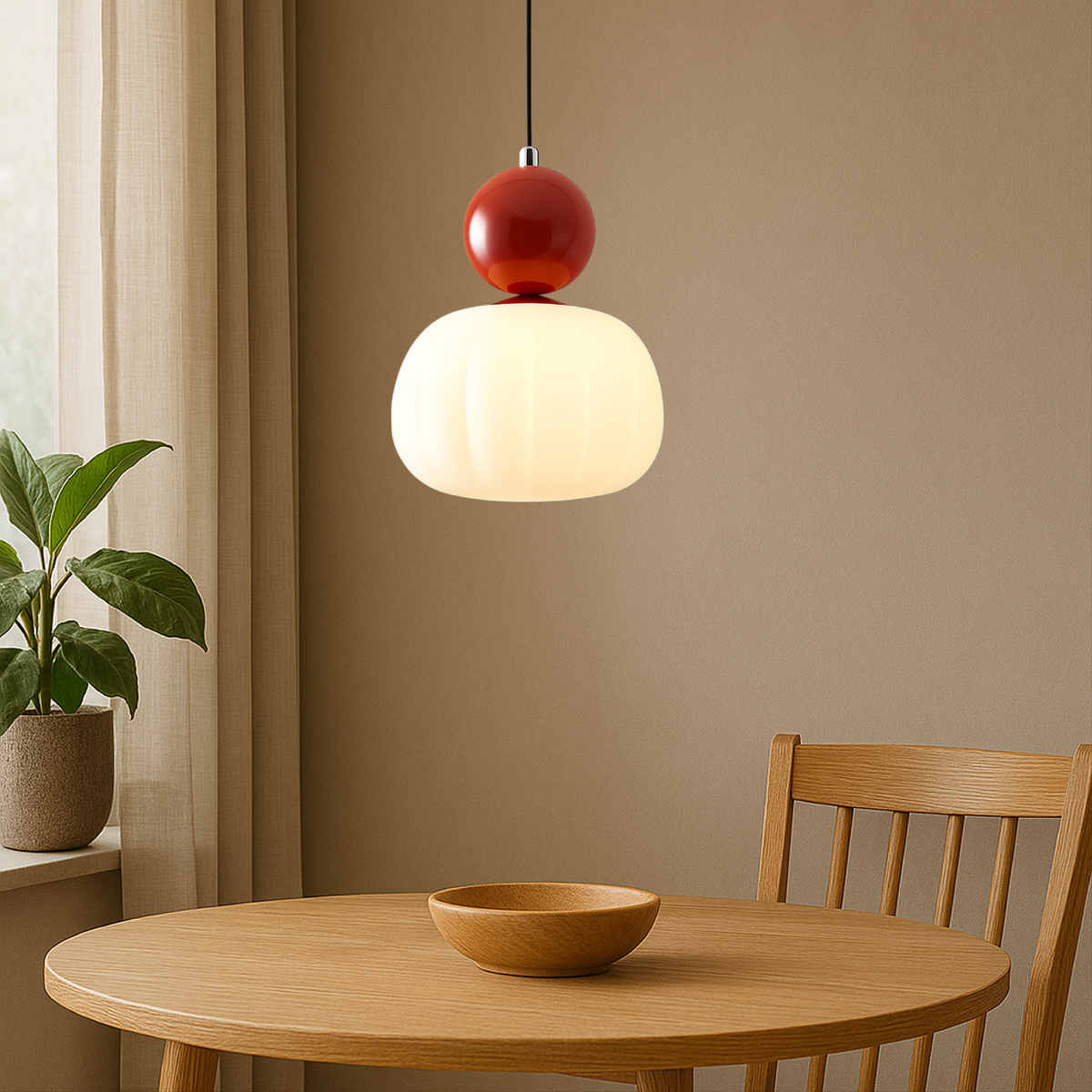Lampe suspendue avec une boule colorée