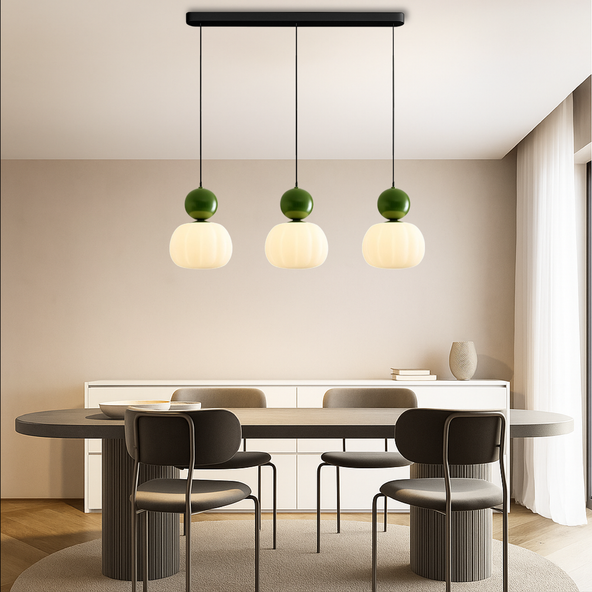 Lampe suspendue avec une boule colorée