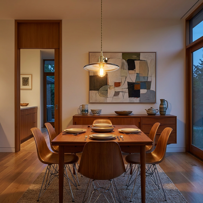Pendant lamp with glass shade
