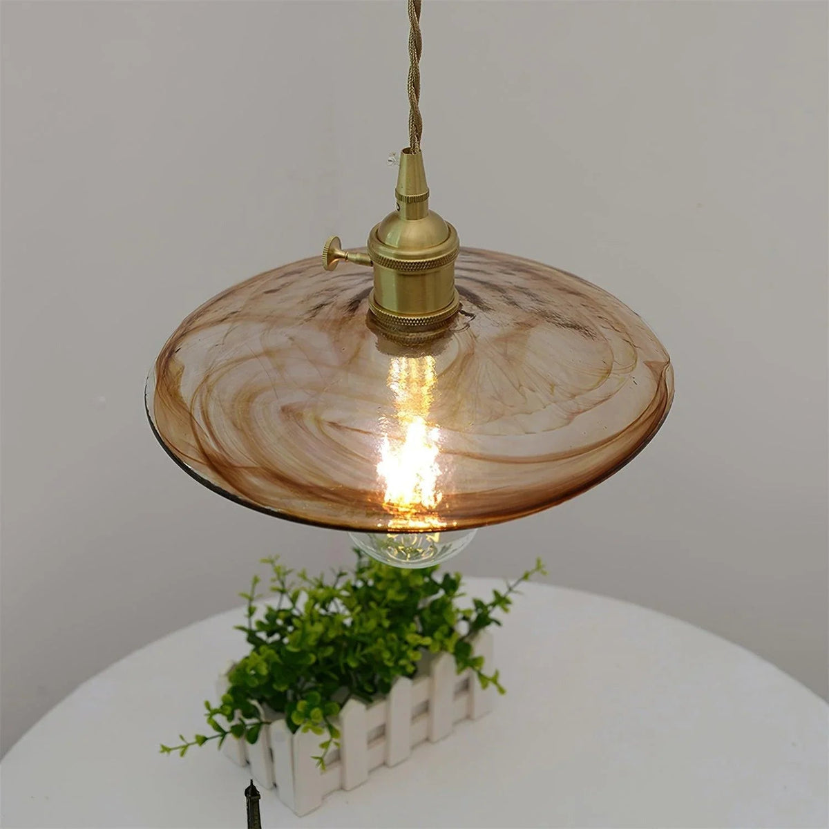 Pendant lamp with glass shade