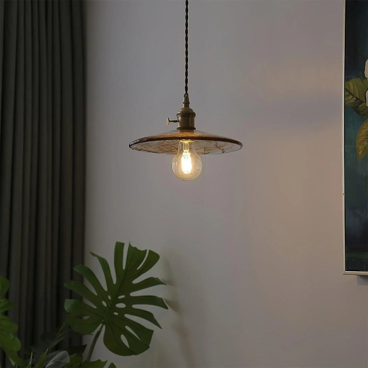 Pendant lamp with glass shade