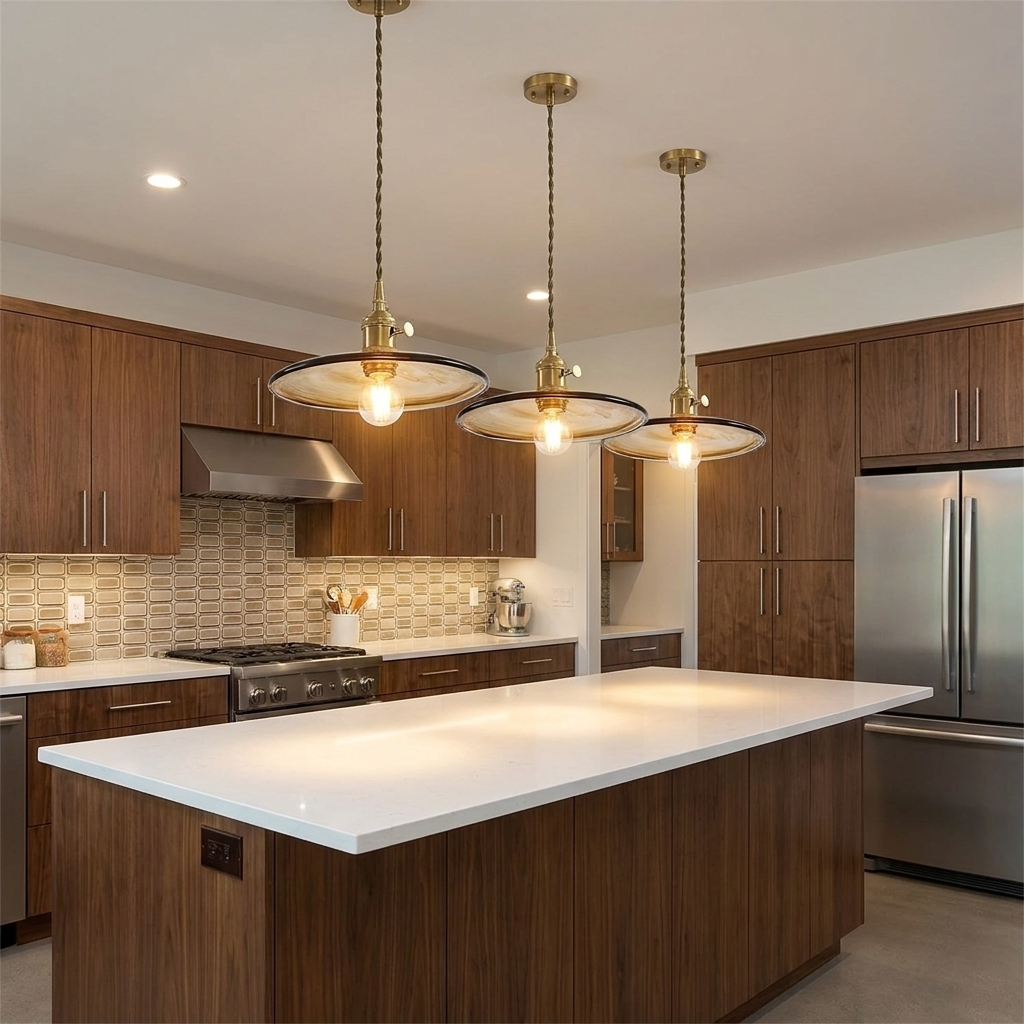 Pendant lamp with glass shade