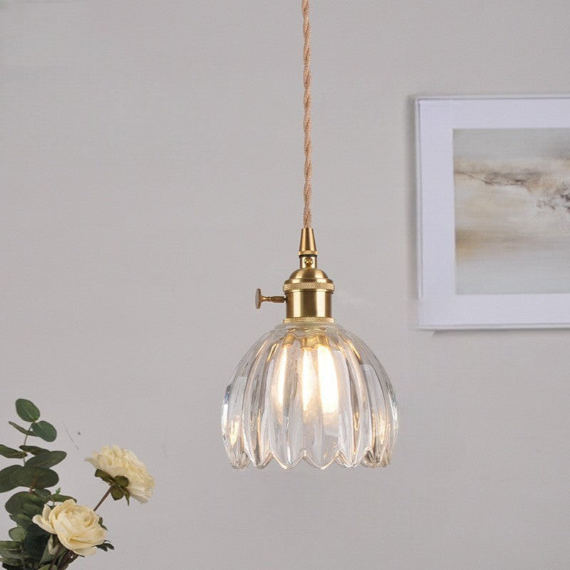 Lampe suspendue à abat-jour cannelé