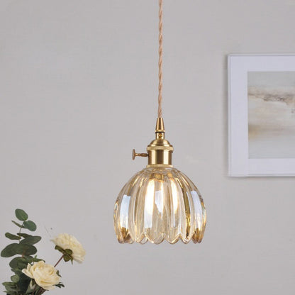 Lampe suspendue à abat-jour cannelé