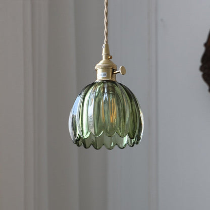 Lampe suspendue à abat-jour cannelé