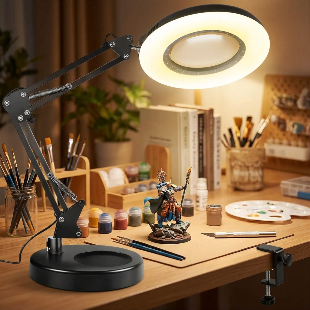 Lampa z lupą LED