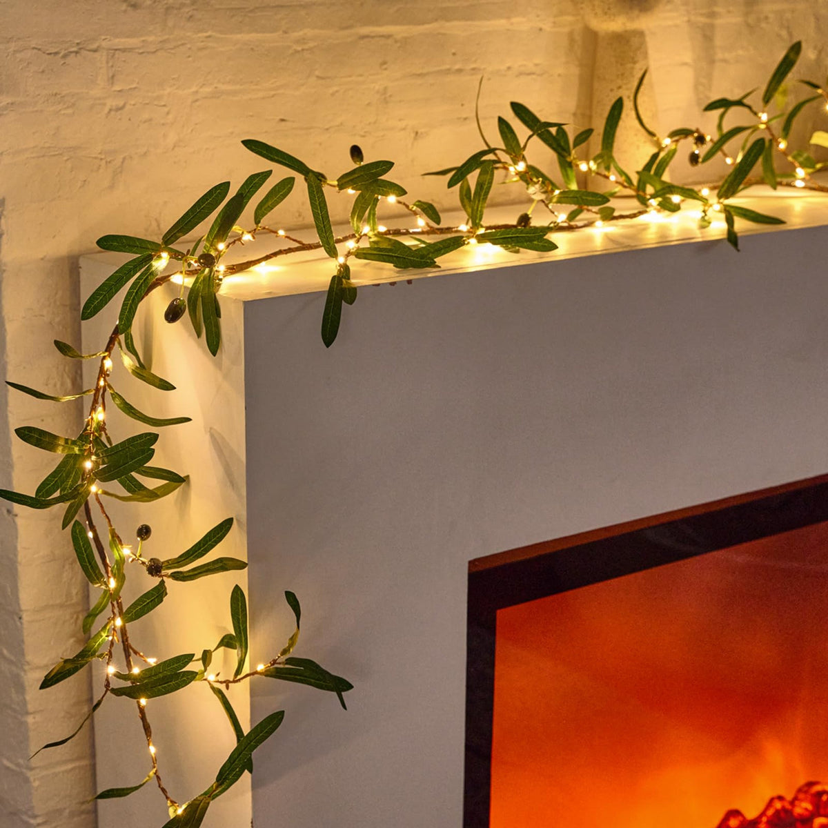Guirlande lumineuse LED en forme de branche d’olivier pour intérieur et jardin