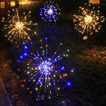 Solární zahradní lampa ve tvaru ohňostroje