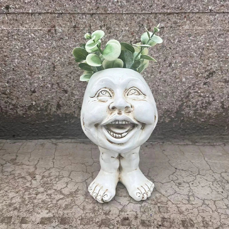 Pot avec motif de visage, 15 cm