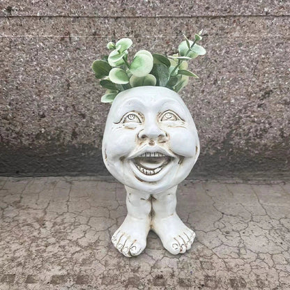 Pot avec motif de visage, 15 cm