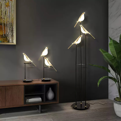 Floor lamp with a bird motif
