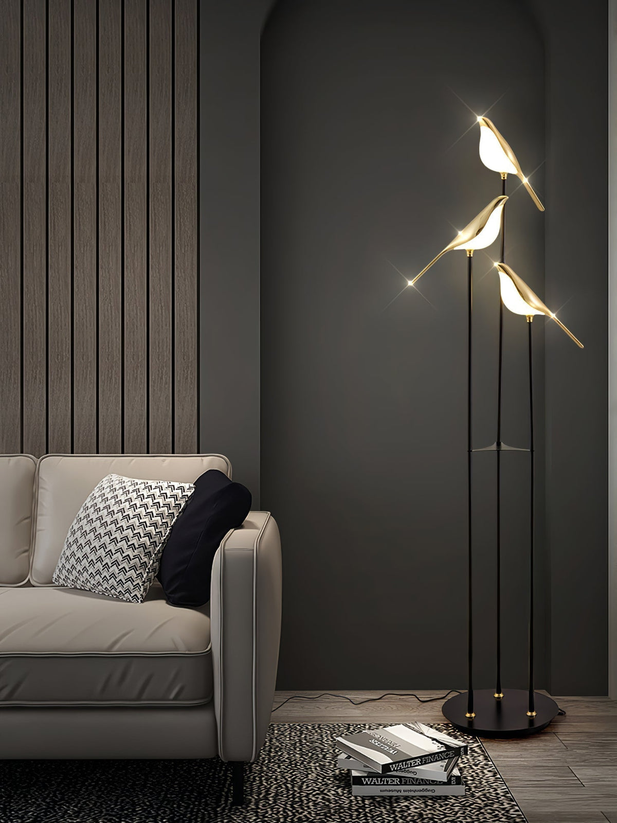 Floor lamp with a bird motif