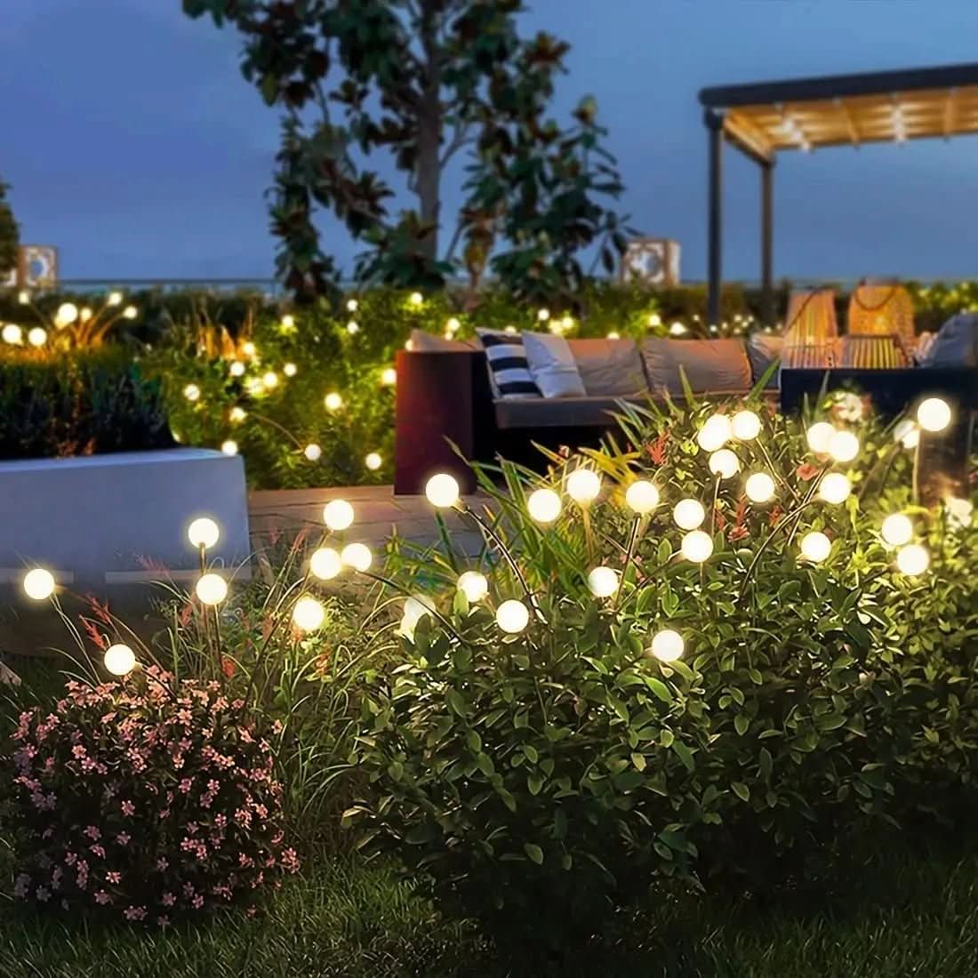 Solar lights on flexible rods