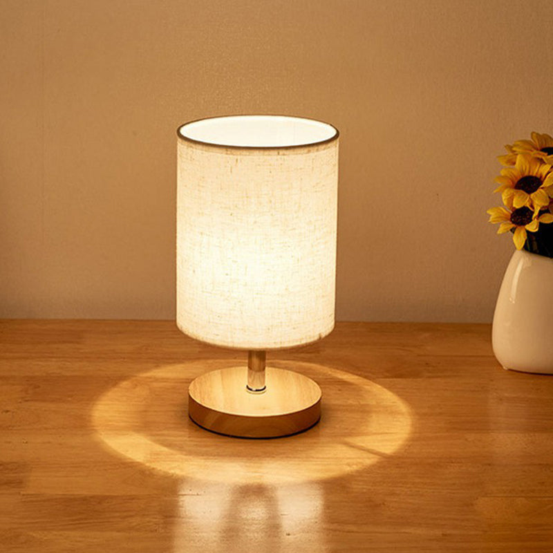 Wood and linen table lamp