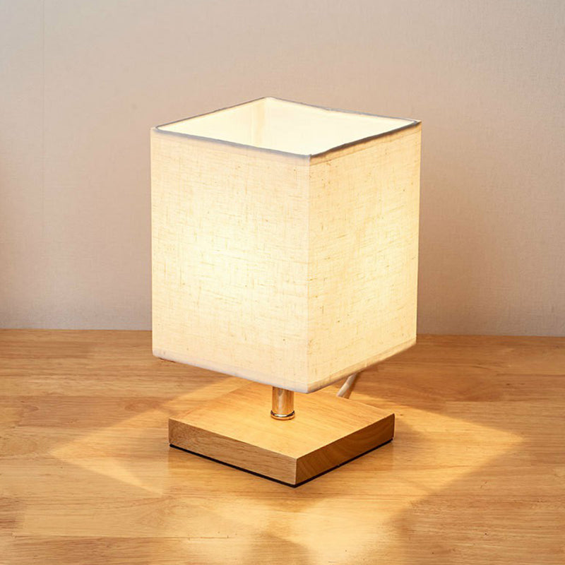 Wood and linen table lamp