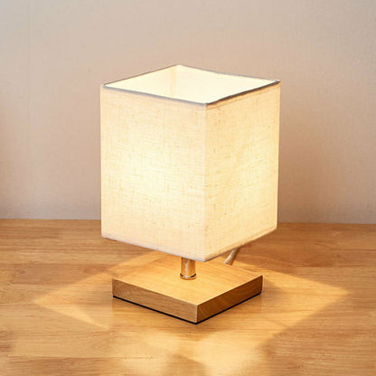 Wood and linen table lamp