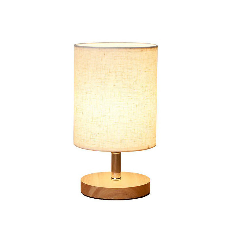 Wood and linen table lamp