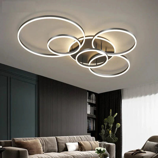 Lampa sufitowa LED z pierścieniami i pilotem